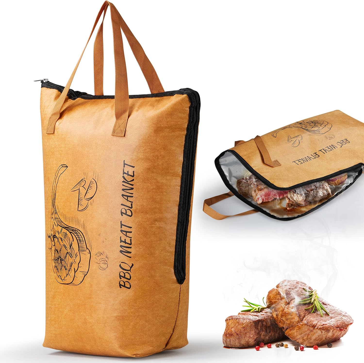 21.5in BBQ Blanket for Resting Meat, HaSteeL Insulated Brisket Resting Bag with Wide Mouth, BBQ Smoker Accessories Barbe
