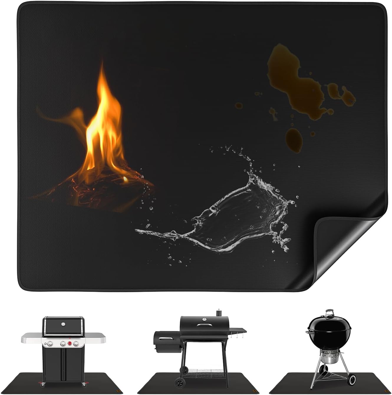 65X51 Inch Under Grill Mats for Outdoor Grill FirepProof Deck Protection