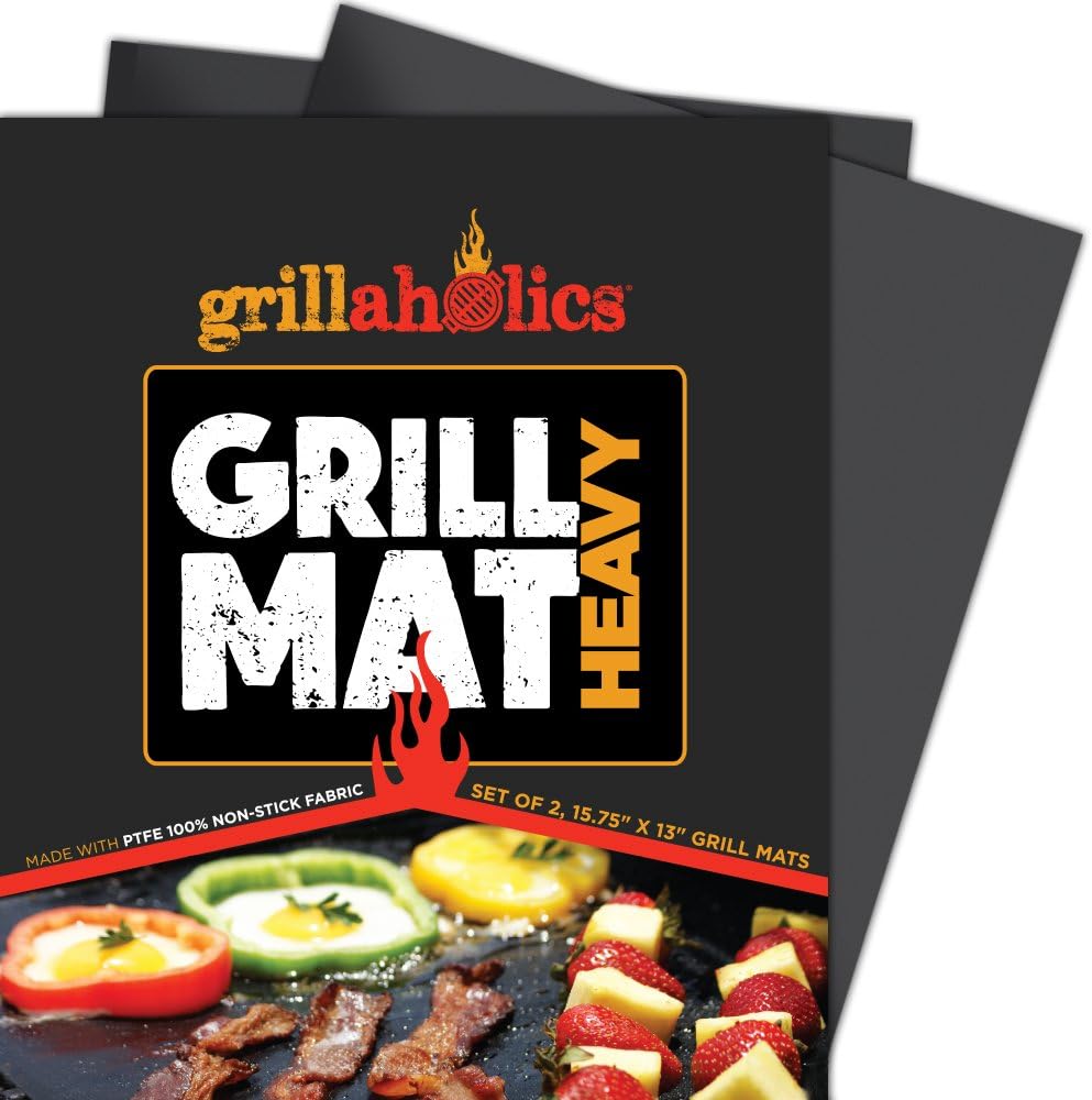 Grillaholics High-Temp Nonstick Grill Mats for Outdoor Grill - Set of 2