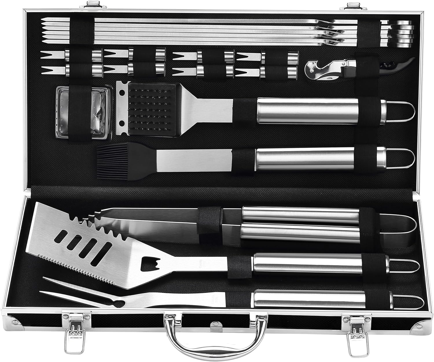 Grilljoy BBQ Accessories Grill Tools Set - 22PCS Stainless Steel Barbecue Grill Accessories for Outdoor Grill with Black