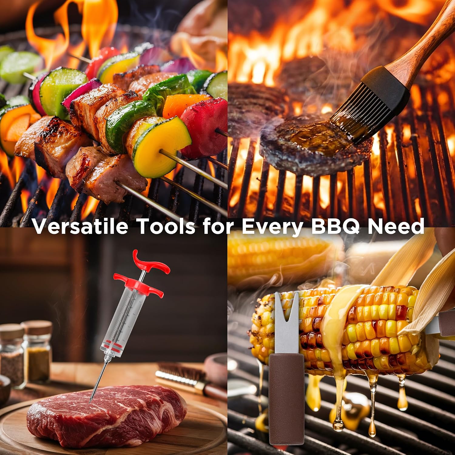 Kaluns 35PC BBQ Grill Tools Set u2013 Heavy Duty Stainless Steel Grill Accessories Kit with Case, Meat Thermometer, Inj